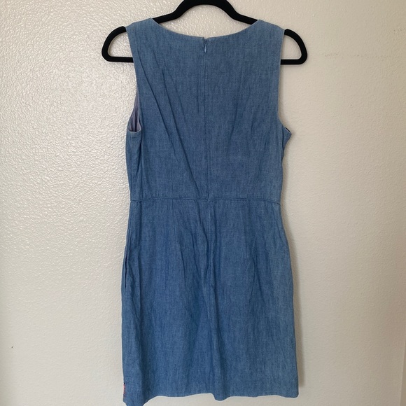 J. Crew Factory 💌Free Shipping Sleeveless Denim Dress Embroidery Size 4 - Picture 3 of 7
